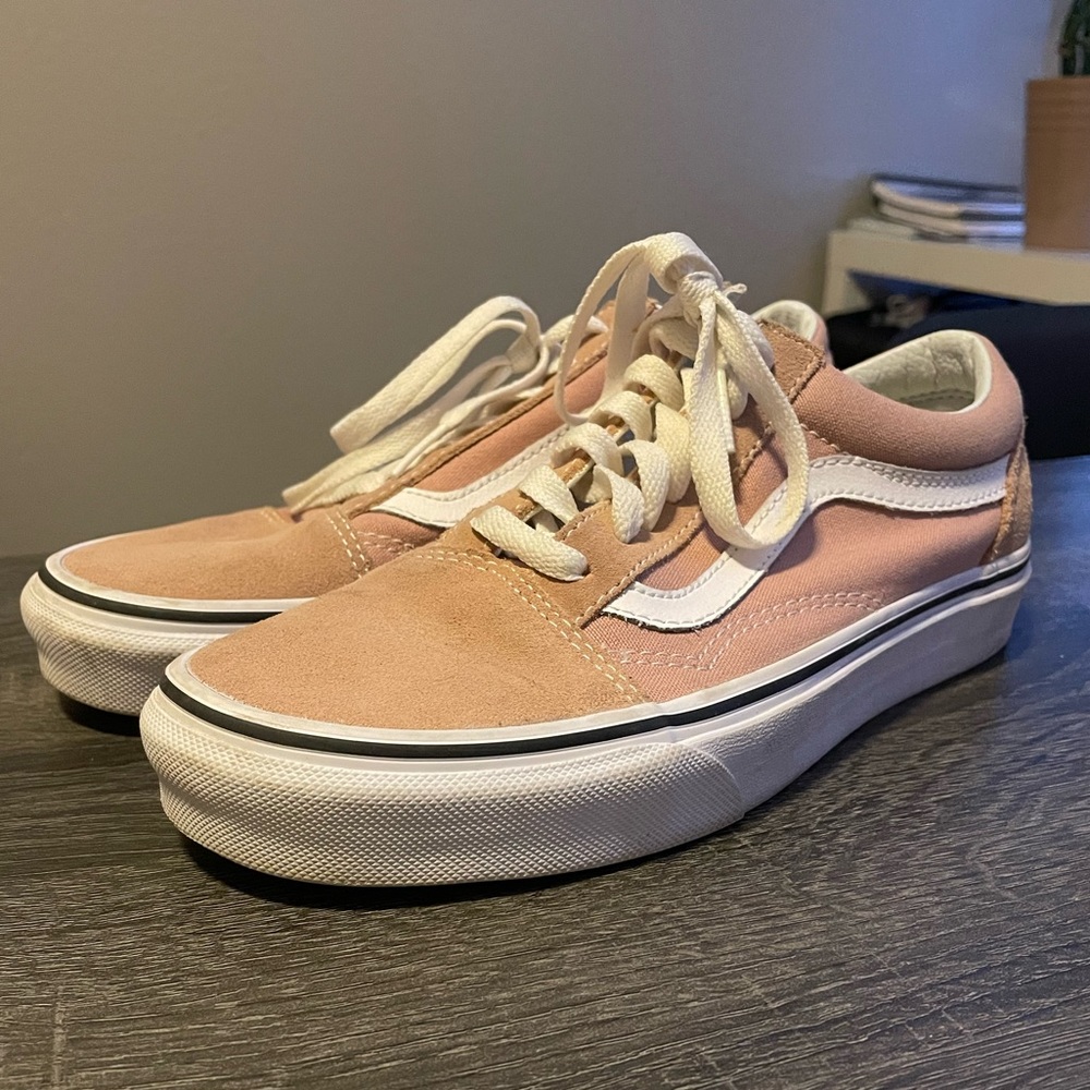 Mauve/blush pink old skool vans - size 7 (womens)